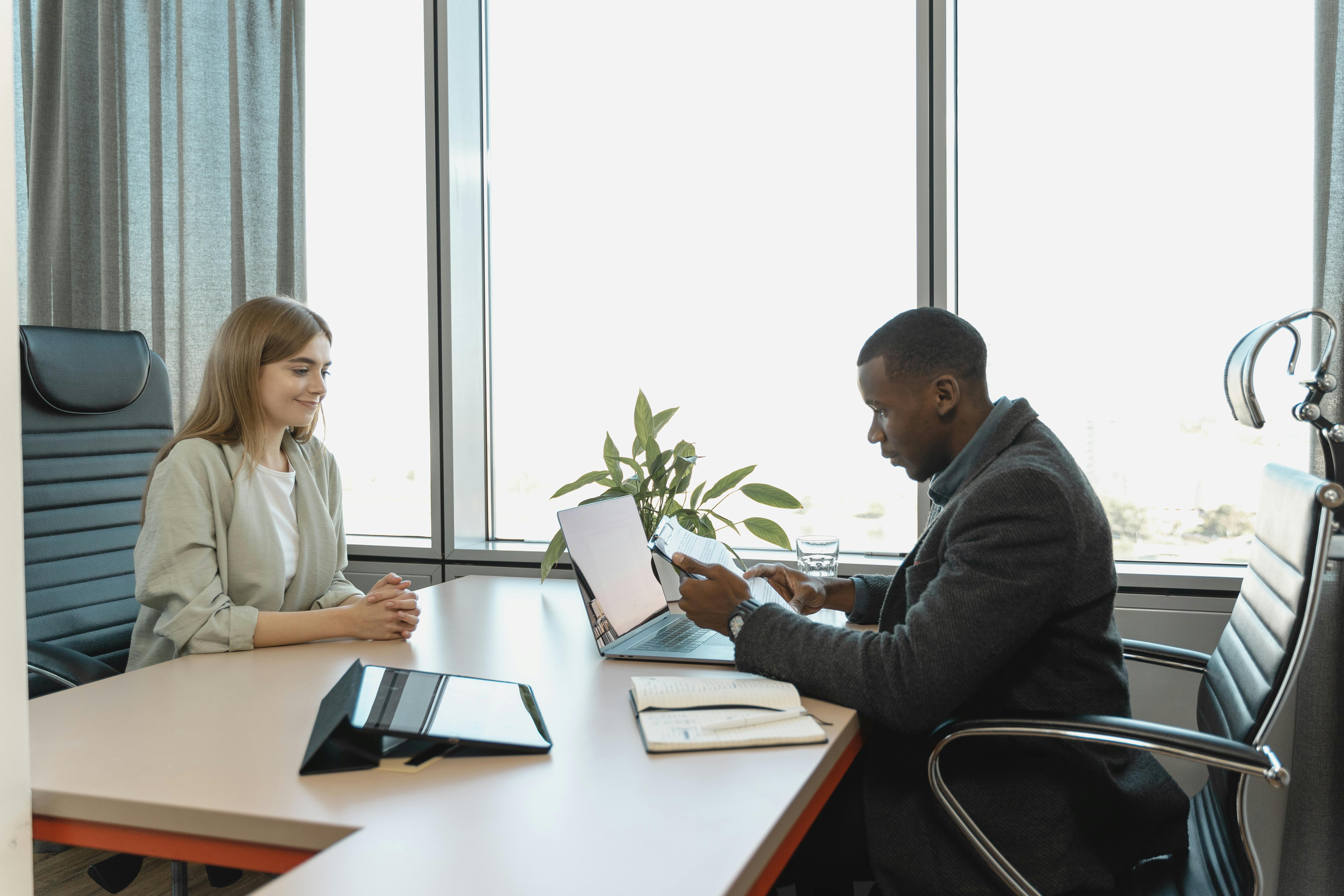 Two people having a meeting